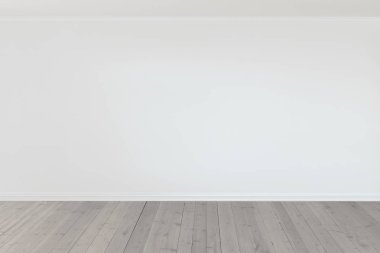 Beyaz duvarlı ve ahşap zeminli oda