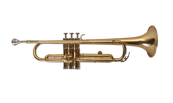 Trumpet Isolated White Background One Side — Stock Photo, Image