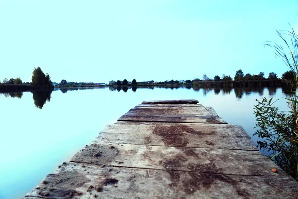 Viejo Muelle Madera Lago —  Fotos de Stock