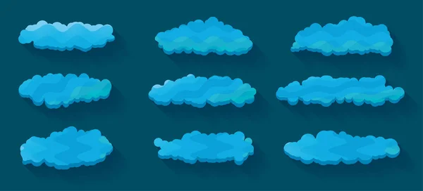 Set of different clouds. Vector sky cartoon cloud illustration with modern curves.