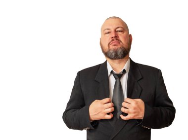 Saygın adam bir kibirli bakışları ve ceketini tarafından onun elele üstünlük gösterir.