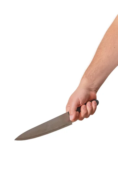 Eine Lange Hand Hält Ein Großes Scharfes Messer Der Hand — Stockfoto