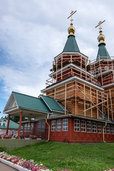 Ust Uda Regione Irkutsk Russia Agosto 2018 Facciata Tempio Impalcatura — Foto Stock