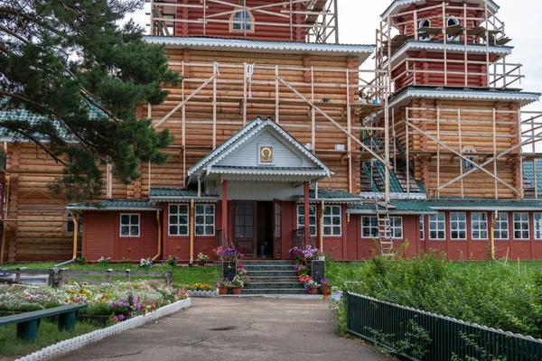 Ust Uda Irkutsk Ryssland Augusti 2018 Fasad Byggnadsställningar Tempel Epiphany — Stockfoto