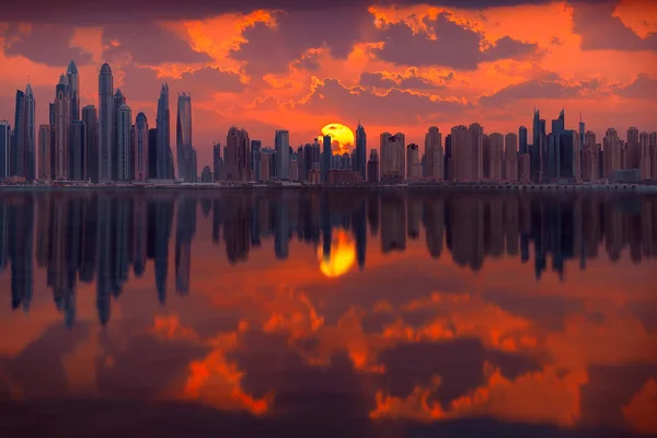 Cityscape Muitos Arranha Céus Cidade Dubai Parte Residencial Popular Cidade Imagem De Stock