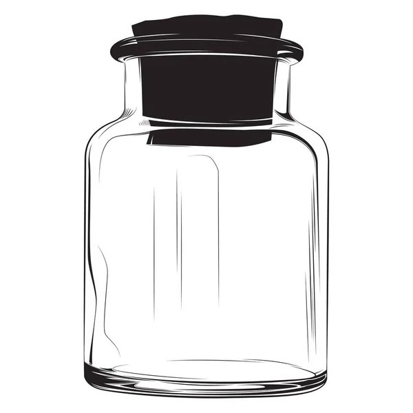 Glass Bottle Drawing Black White — Stock Vector