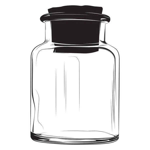 Bouteille Verre Dessin Noir Blanc — Image vectorielle