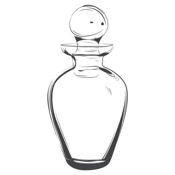 Glass Bottle Drawing Black White — Stock Vector