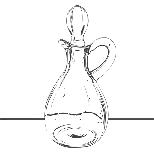 Glazen Fles Tekening Zwart Wit — Stockvector