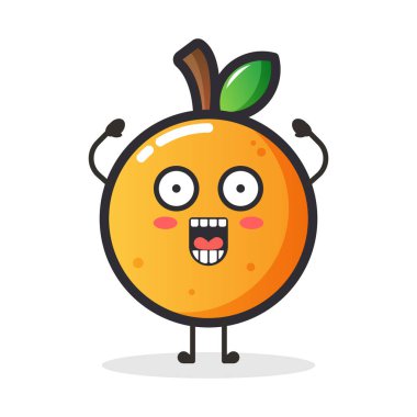 İllüstrasyon ya da maskot için sevimli portakal meyvesi karakteri.