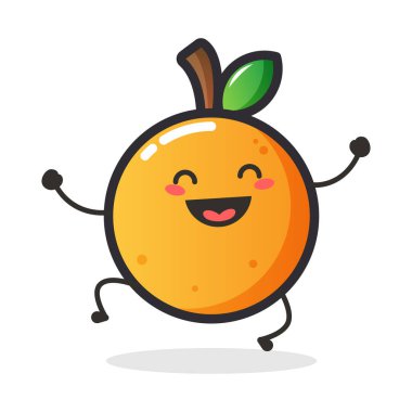 İllüstrasyon ya da maskot için sevimli portakal meyvesi karakteri.