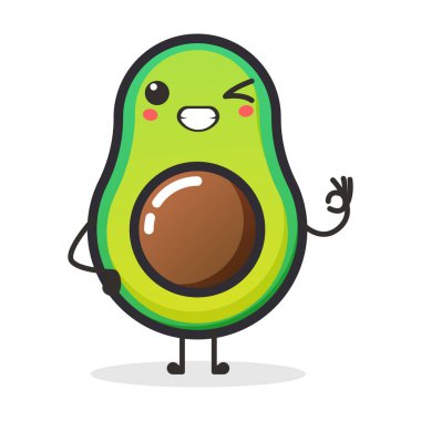 İllüstrasyon veya maskot için şirin Avokado meyve karakteri.