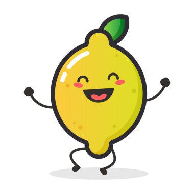 İllüstrasyon ya da maskot için şirin limon meyvesi karakteri.