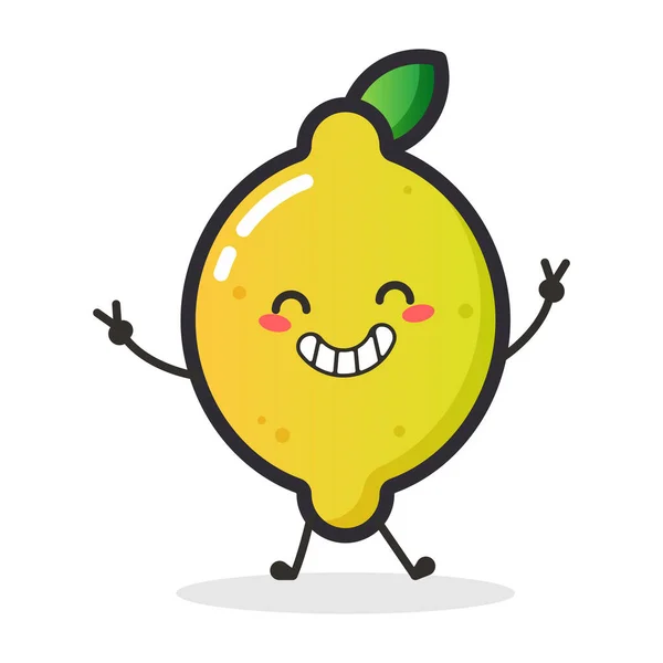 Cute Lemon Fruit Character Illustration Mascot — Stock Vector