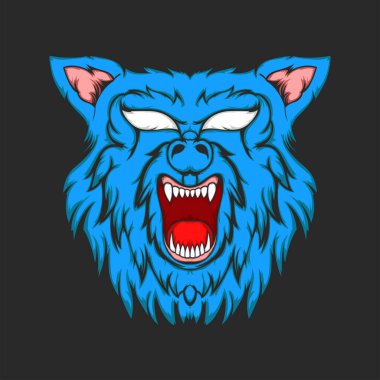 Tasarım elementleri / logo, poster, illüstrasyon veya t-shirt tasarımları için Kızgın Kurt Baş vektörü