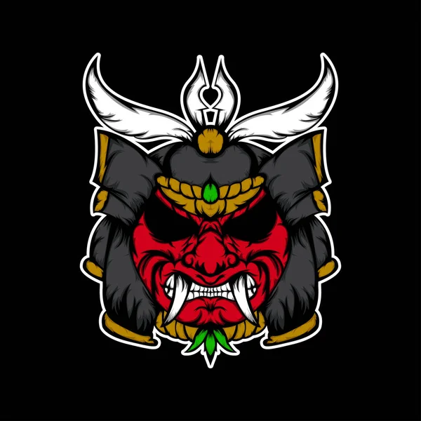 Samurai Demon Warrior Vektor Für Designelemente Für Logo Poster Illustration — Stockvektor