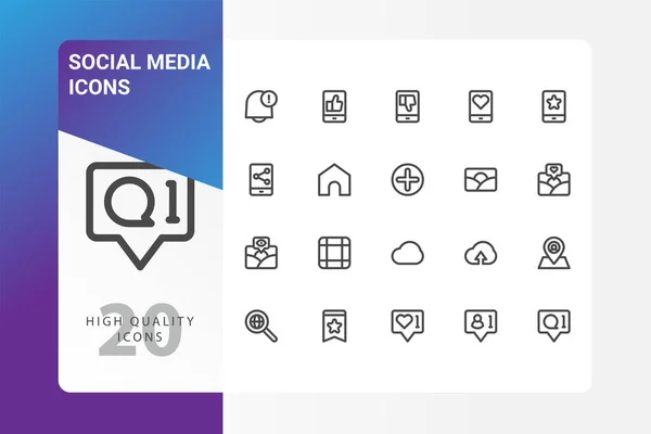 Paquete Iconos Redes Sociales Aislado Sobre Fondo Blanco Para Diseño — Vector de stock