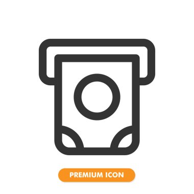 ATM makine simgesi beyaz arkaplanda izole edildi. Web sitesi tasarımın için, logo, uygulama, UI. Vektör grafik çizimi ve düzenlenebilir felç. EPS 10.
