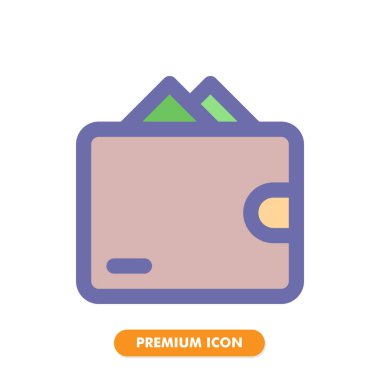 Cüzdan simgesi beyaz arkaplanda izole edildi. Web sitesi tasarımın için, logo, uygulama, UI. Vektör grafik çizimi ve düzenlenebilir felç. EPS 10.
