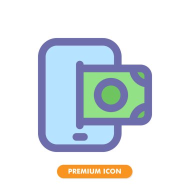 Çevrimiçi ödeme simgesi beyaz arkaplanda izole edildi. Web sitesi tasarımın için, logo, uygulama, UI. Vektör grafik çizimi ve düzenlenebilir felç. EPS 10.