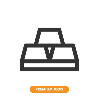 Beyaz arka planda izole edilmiş altın külçeli ikon. Web sitesi tasarımın için, logo, uygulama, UI. Vektör grafik çizimi ve düzenlenebilir felç. EPS 10.
