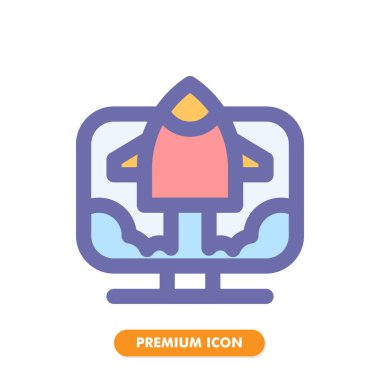 Roket gemisi simgesi beyaz arkaplanda izole edildi. Web sitesi tasarımın için, logo, uygulama, UI. Vektör grafik çizimi ve düzenlenebilir felç. EPS 10.