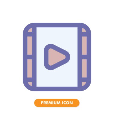 Beyaz arkaplanda izole edilmiş video pazarlama simgesi paketi. Web sitesi tasarımın için, logo, uygulama, UI. Vektör grafik çizimi ve düzenlenebilir felç. EPS 10.