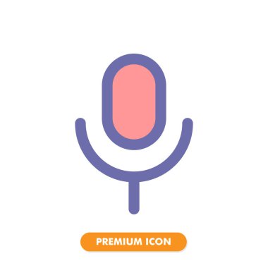 Beyaz arkaplanda izole edilmiş mikrofon simgesi paketi. Web sitesi tasarımın için, logo, uygulama, UI. Vektör grafik çizimi ve düzenlenebilir felç. EPS 10.