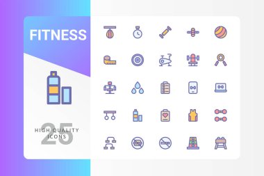 Web sitesi tasarımın, logon, uygulaman ve UI için fitness simgesi paketi. Vektör grafik çizimi ve düzenlenebilir felç. EPS 10.