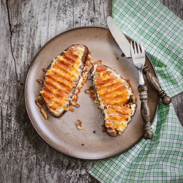 Panino Formaggio Grigliato Rarebit Gallese Focus Selettivo Top Vie — Foto Stock