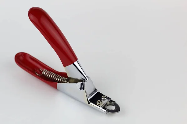Trtool Handles Imming でトリミング爪ペット ステンレス鋼のためのツール爪赤いハンドルとペットのステンレス鋼 — ストック写真