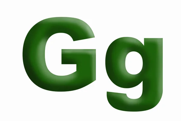 字母G的字母 体积字母 草绿色 大小写 — 图库照片