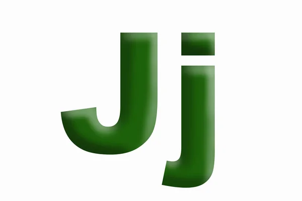 アルファベットの文字J 体積文字 草の緑 — ストック写真