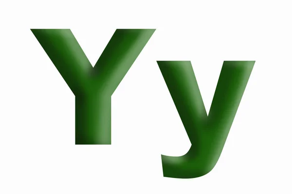 Carta Alfabeto Letra Volumétrica Verde Gramado Grande Pequeno — Fotografia de Stock