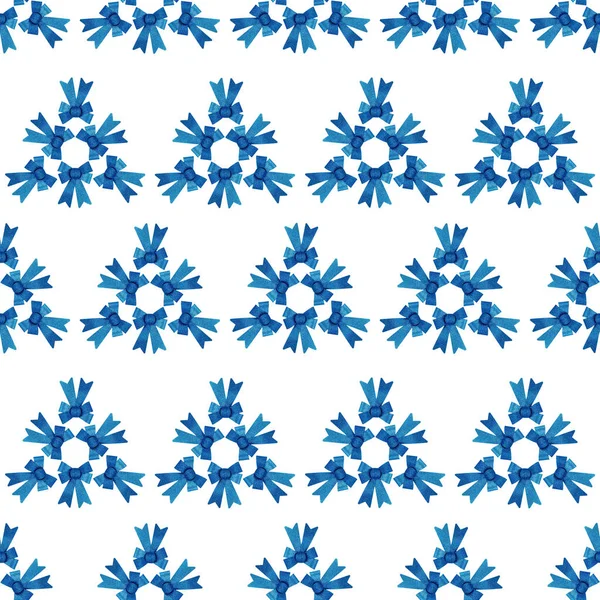 Christmas Seamless Pattern Pattern Collected Blue Shiny Bows — Stock Photo, Image
