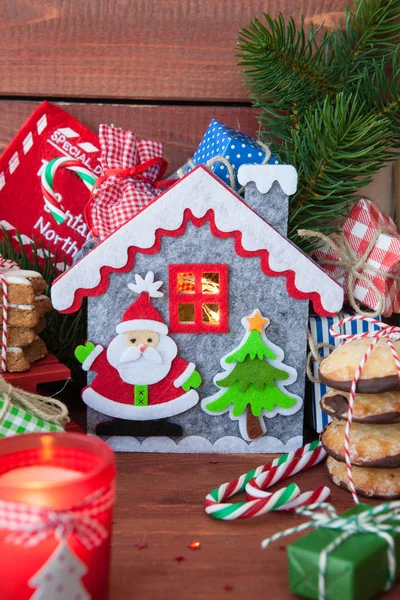 Pequenos Presentes Guloseimas Coloridos Para Feliz Natal — Fotografia de Stock