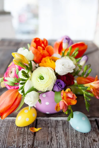 Little Bouquet Made Bright Cheerful Spring Flowers — Stock Photo, Image