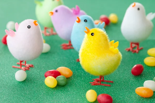 Colorful Little Chicks Cheerful Easter Decoration — Stock Photo, Image