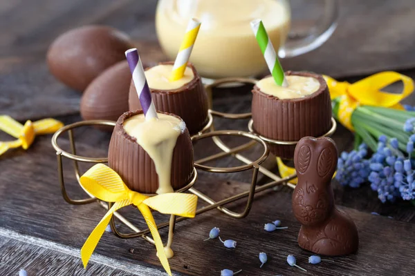 Egg nogg in chocolate egg — Stock Photo, Image