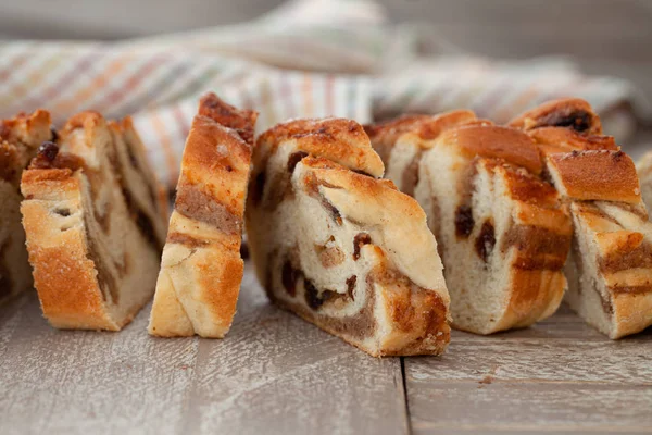 Homemade braided cake with nuts — Stock Photo, Image