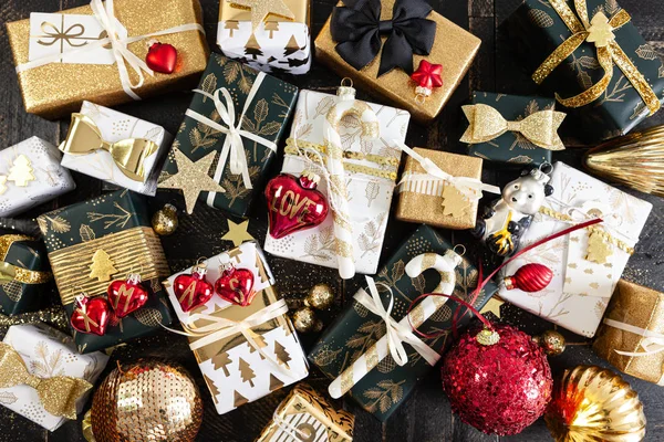 Festive gift wrapped presents — Stock Photo, Image