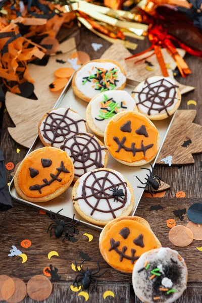 Colorful Frosted Cookies Happy Halloween — Stock Photo, Image