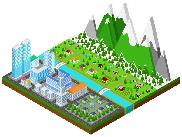 Edifício Gráfico Imobiliário Arquitetura Casa Paisagem Urbana Urbano Separado Cidade — Vetor de Stock