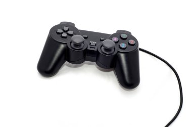 Oyun pedi siyah renk beyaz arka planda, Joystick