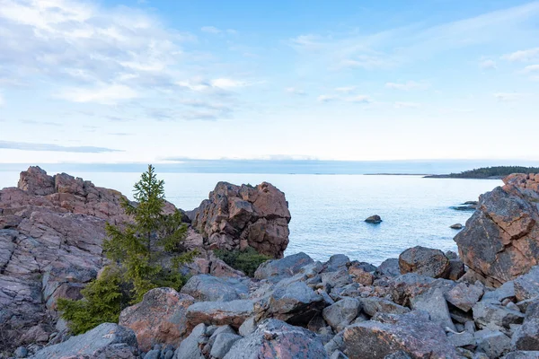 Rotsachtige Kust Van Oostzee Ostersjon Foto Van Scandinavische Natuur Zweedse — Stockfoto