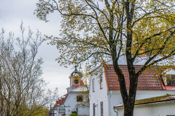 Huizen Gysinge Zweeds Platteland Scandinavisch Landschap Sneeuw Mei Zweden — Stockfoto