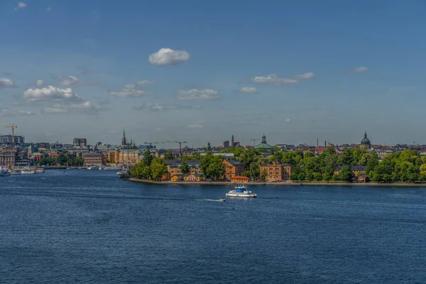 Uitzicht Stockholm Vanaf Wijk Sodermalm Panorama Van Skeppsholmen Kastellholmen — Stockfoto