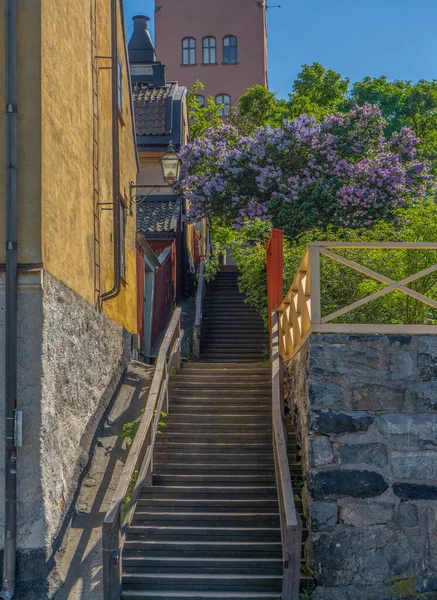 Alte Treppen Stadtteil Sodermalm Stockholm Schweden Skandinavien — Stockfoto