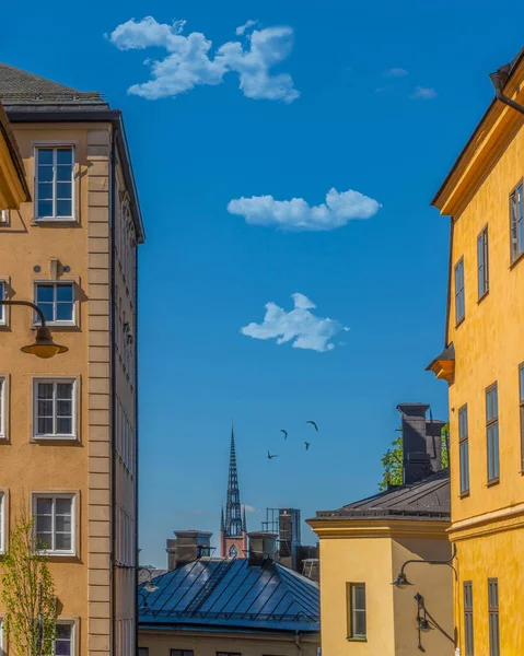 Alte Gelbe Häuser Stockholm Bezirk Sodermalm Schweden Skandinavien — Stockfoto