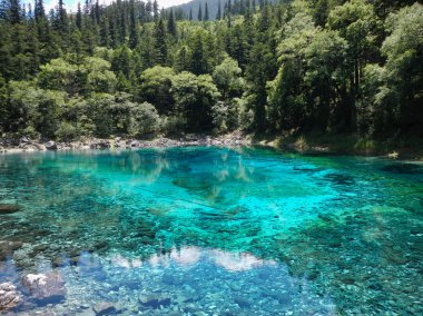 Mavi-Yeşil Göl Jiuzhaigou, Sichuan, Çin